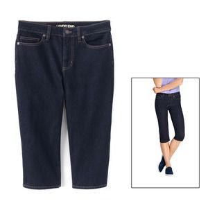 Size 2 Lands End Straight Leg Capri Jean, Deep Indigo NWD